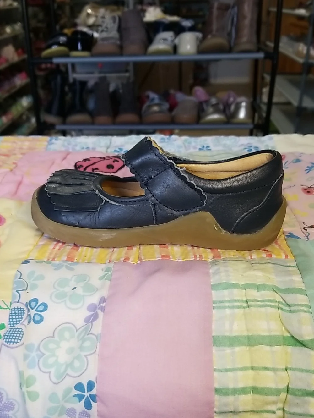 Livie & Luca Navy Blue Leather Mary Jane with Fringe Strap Size 9 OG Ruche (Arc)
